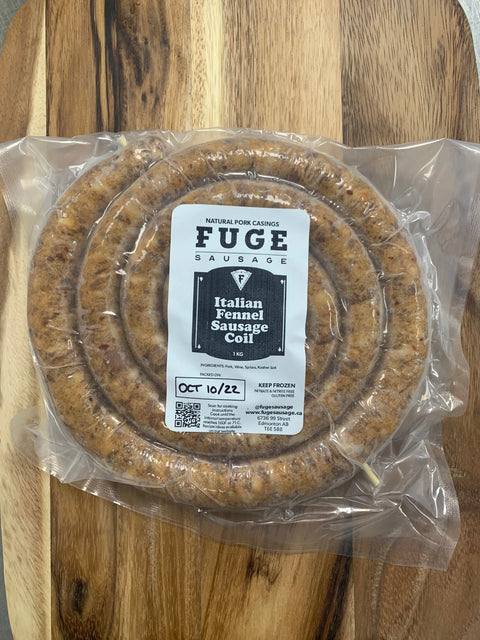 Italian Fennel - Pork Sausage Coil (1kg) Fuge Sausage