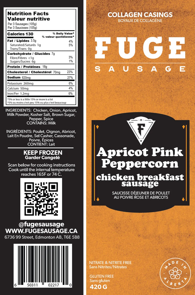 Apricot Pink Peppercorn - Chicken Breakfast Sausage (420g) Fuge Sausage