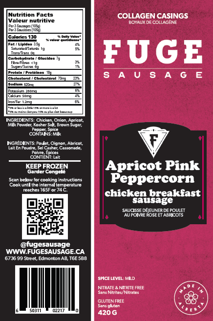 Breakfast Size - Apricot Pink Peppercorn Chicken Sausage (420g)