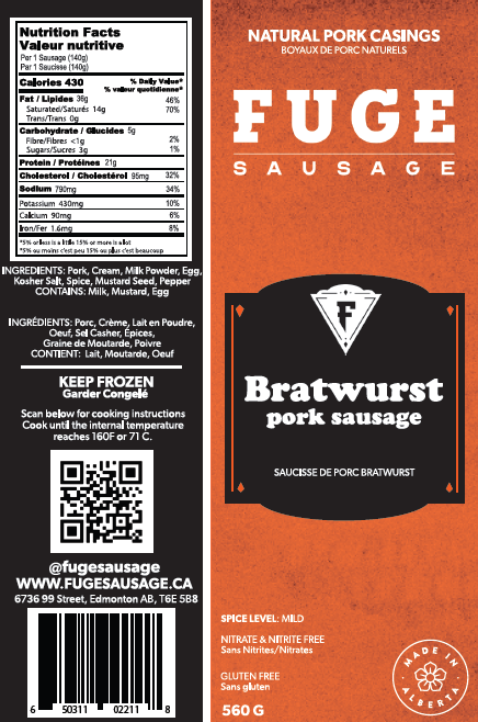 Bratwurst - Pork Sausage (560g)