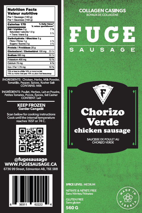 Chorizo Verde - Chicken Sausage (560g)