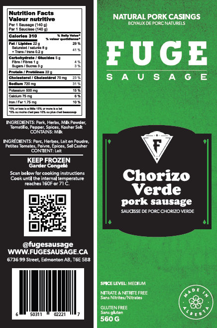 Chorizo Verde - Pork Sausage (560g)