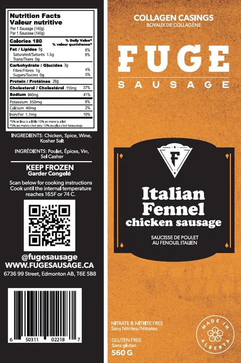 Italian Fennel - Chicken Sausage (560g) Fuge Sausage